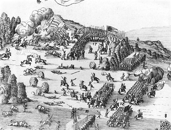 General view of the battle of Muhlberg, detail, 24th April 1547  (see also 217805 to 217808) von German School