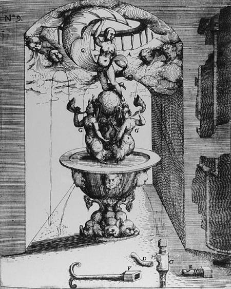 Ornamental fountain, from 'Architectura Curiosa Nova, by Georg Andreas Bockler (1617-85) von German School