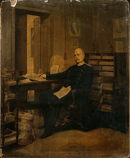 Otto von Bismarck in his Study (w/c on paper on board) von German School