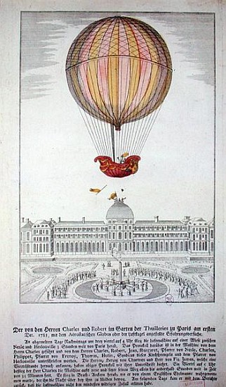 The Flight of Jacques Charles (1746-1823) and Nicholas Robert (1761-1828) from the Jardin des Tuiler von German School