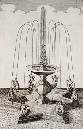 Mermaid fountain, from 'Architectura Curiosa Nova', by Georg Andreas Bockler (1617-85) published