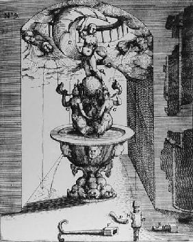 Ornamental fountain, from 'Architectura Curiosa Nova, by Georg Andreas Bockler (1617-85) published