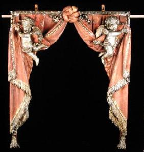 Pair of Putti supporting curtains c.1650 (gi