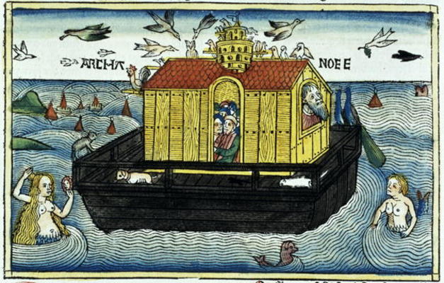 Genesis 6:11-24 Noah's Ark, from the Nuremberg Bible (coloured woodcut) von German School, (15th century) (after)