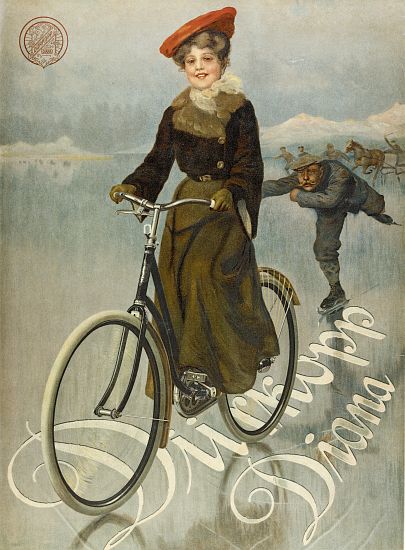 Poster advertising Duerkopp bicycles von German School, (20th century)