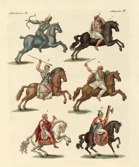 Ancient cavalry von German School, (19th century)