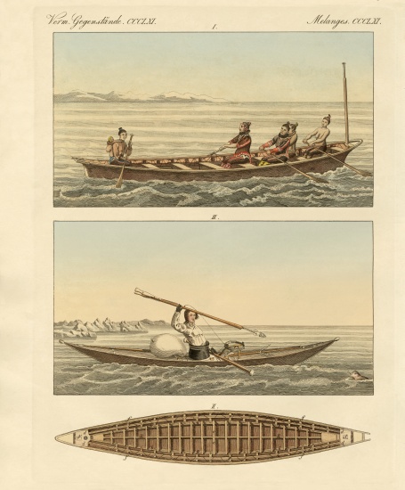 Boats of the Greenlanders von German School, (19th century)