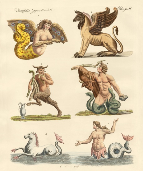 Fabulous animals von German School, (19th century)