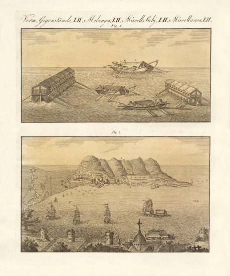 Gibraltar and the swimming batteries von German School, (19th century)