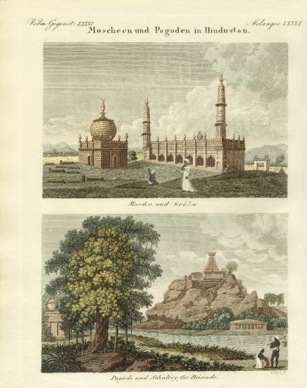 Mosques and pagodas in Hindustan von German School, (19th century)