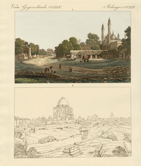 New and Old Delhi von German School, (19th century)