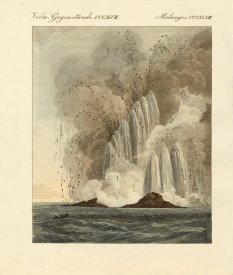 The new volcanic island on the Mediterranean Sea von German School, (19th century)