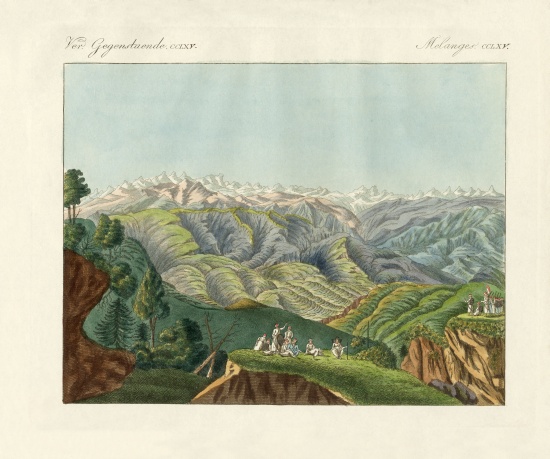 Two views of the Himalayas von German School, (19th century)