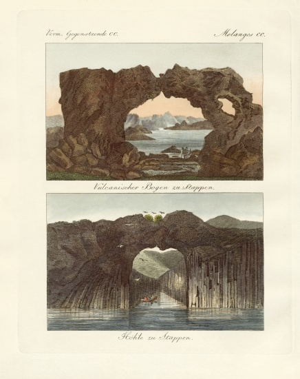 Volcanic arcs and caves von German School, (19th century)