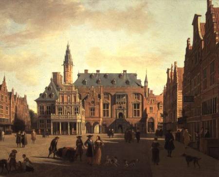 The Market Place with the Raadhuis, Haarlem von Gerrit Adriaensz Berckheyde