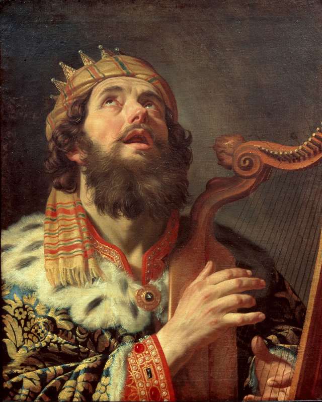 König David die Harfe spielend von Gerrit van Honthorst