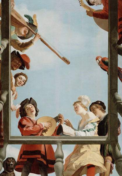 Musikgruppe auf einem Balkon von Gerrit van Honthorst