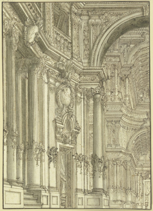 Säulenhalle, links ein Portal von Giacomo Antonio Mannini