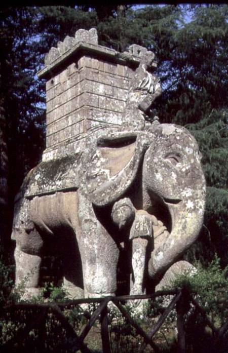A Gigantic Sculpted Elephant, from the 'Parco dei Mostri' (Monster Park) gardens laid out between 15 von Giacomo Barozzi  da Vignola
