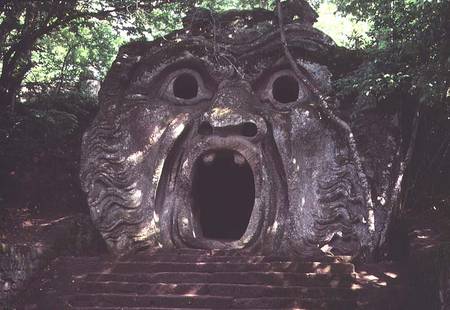 Mouth of a fantastical cave, stone sculpture in the 'Parco dei Mostri' (Monster Park) gardens laid o von Giacomo Barozzi  da Vignola