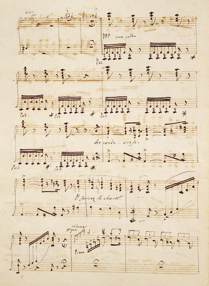 Manuscript page from the score of ''Les Huguenots'' von Giacomo Meyerbeer