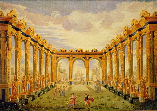 Act III, scene V: Courtyard of the Elysian Fields von Giacomo Torelli
