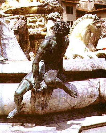The Fountain of Neptune, detail of a laughing figure von Giambologna