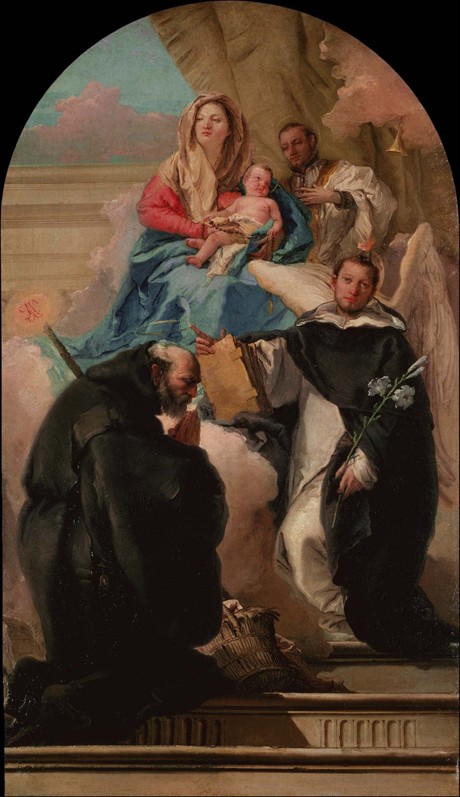 Madonna mit dem Kind und drei Heiligen von Giandomenico Tiepolo