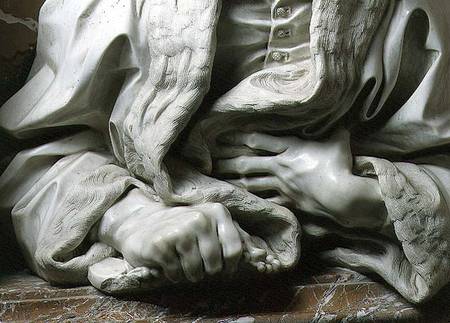 Bust of Gabrielle Fonseca (doctor of Pope Innocent X) detail of hands clutching robe, from the Fonse von Gianlorenzo Bernini