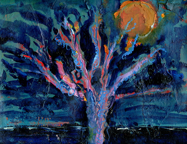 Tree and Strawberry Moon von Gigi Sudbury