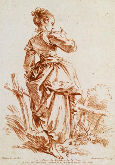 Shepherdess (etching after Boucher) von Giles Demarteau