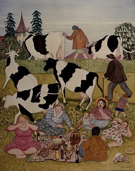 Picnic with Cows  von  Gillian  Lawson