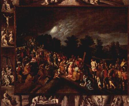 The Road to Calvary, Depicted in the Central Panel and Scenes from the Crucifixion and Resurrection von Gillis Mostaert