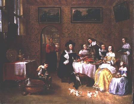 A Noble Family Dining von Gillis van Tilborgh