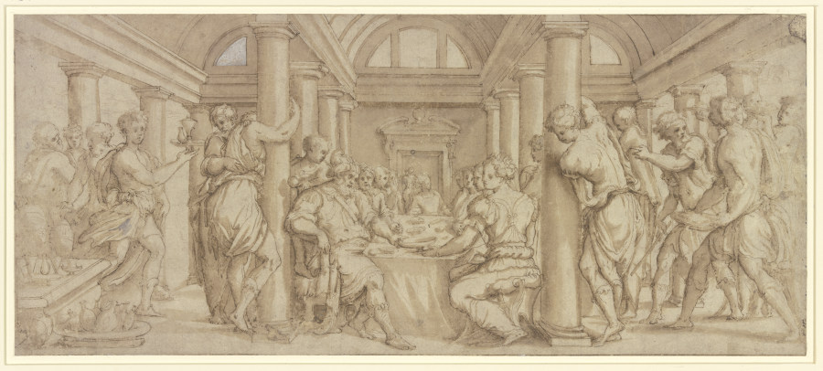 Hochzeitsmahl von Esther und Ahasverus von Giorgio Vasari