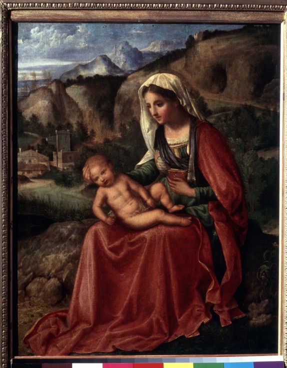Madonna und Kind in einer Landschaft von Giorgione