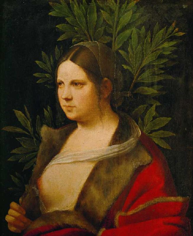 Bildnis einer jungen Frau (Petrarca's Laura) von Giorgione (eigentl. Giorgio Barbarelli oder da Castelfranco)