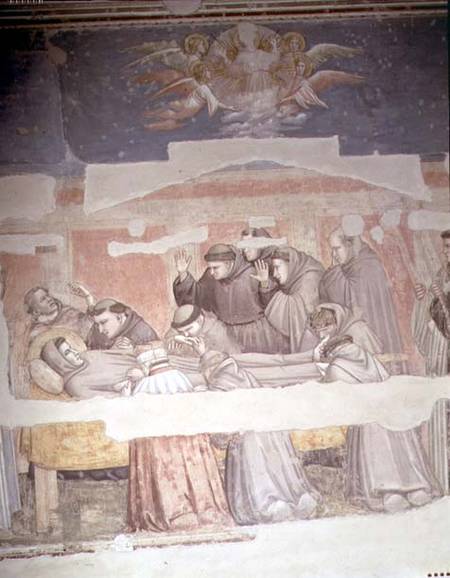 The Death of St. Francis, detail of bier, from the Bardi chapel von Giotto (di Bondone)
