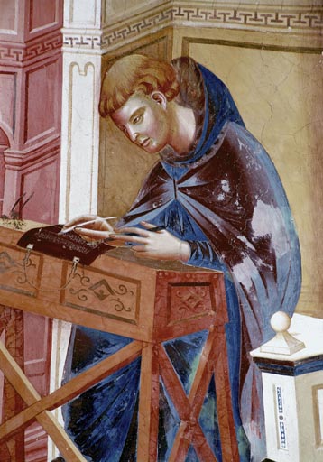 Gregorius mit einem Schreiber von Giotto (di Bondone)