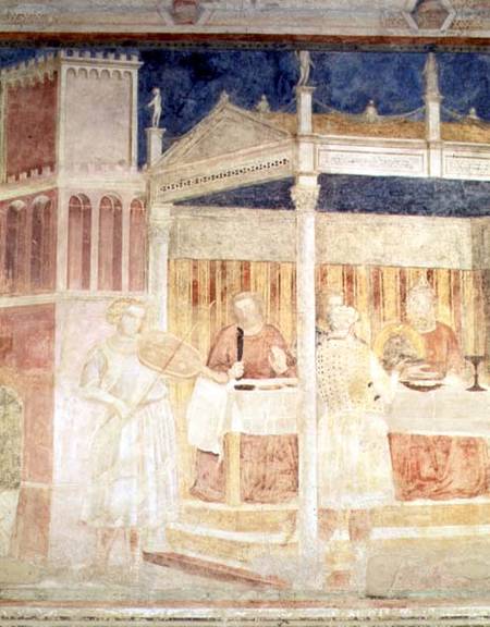 Herod's Banquet, detail of the violinist, from the Peruzzi chapel von Giotto (di Bondone)