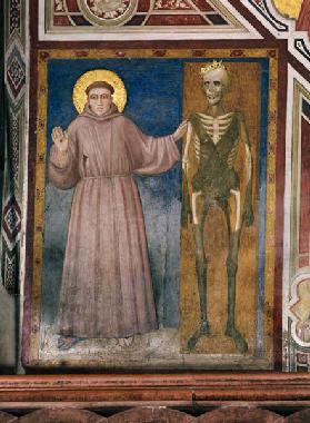 Der hl. Franziskus von Assisi weist auf den Tod hin 1320