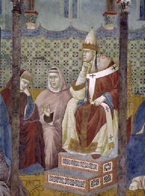 Der hl. Franziskus predigt vor Papst Honorius III. 1295