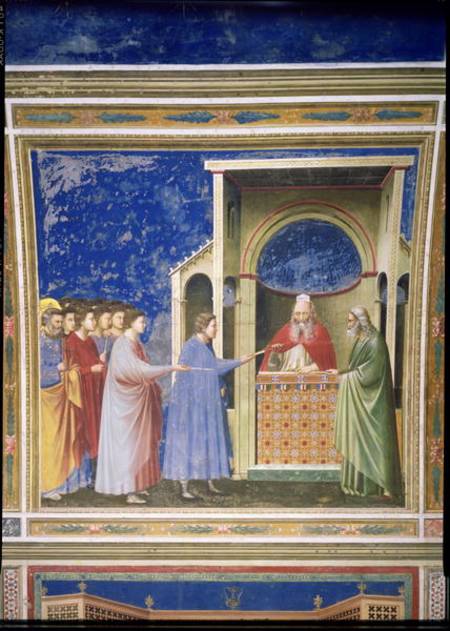 The Virgin's Suitors Presenting their Rods at the Temple von Giotto (di Bondone)