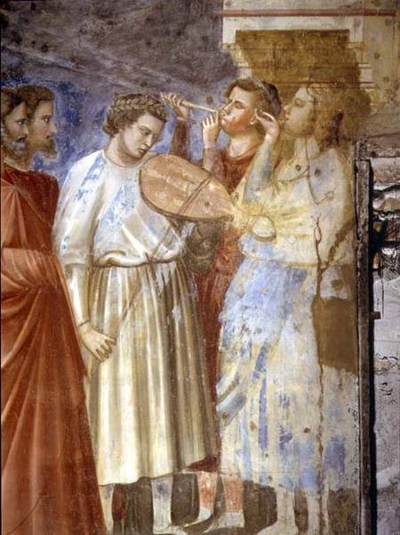 The Virgin's Wedding Procession, detail of the musicians, c von Giotto (di Bondone)