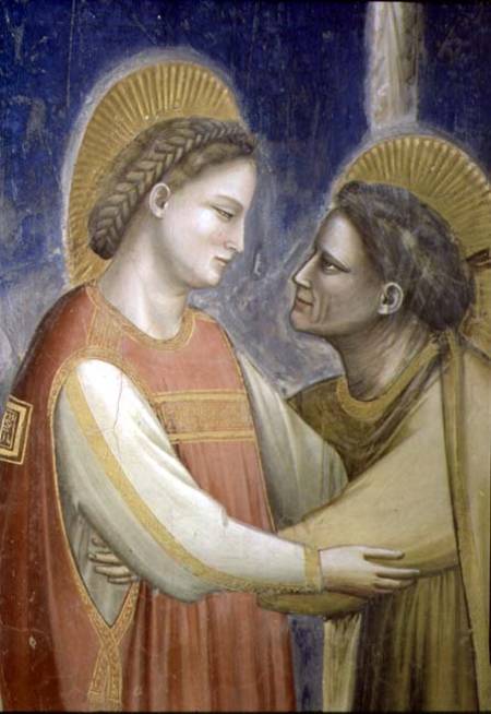 The Visitation, detail of the Virgin embracing St. Elizabeth von Giotto (di Bondone)