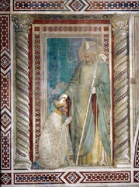 Der hl. Rufinus setzt dem Bischof Teobaldo Pontano die Mitra auf das Haupt 1320