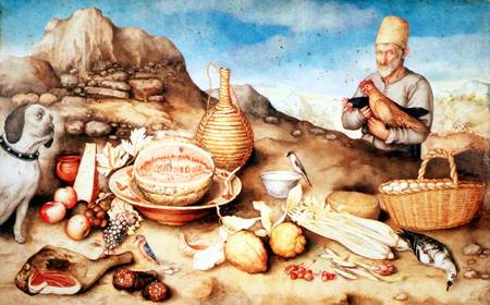 Still Life with Peasant and Hens von Giovanna Garzoni