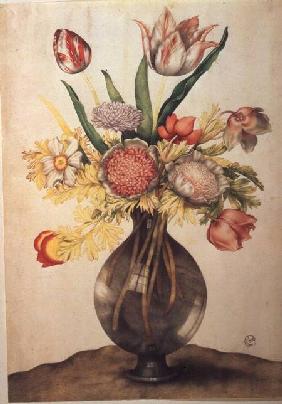 Crystal Vase of Flowers (w/c on parchment)