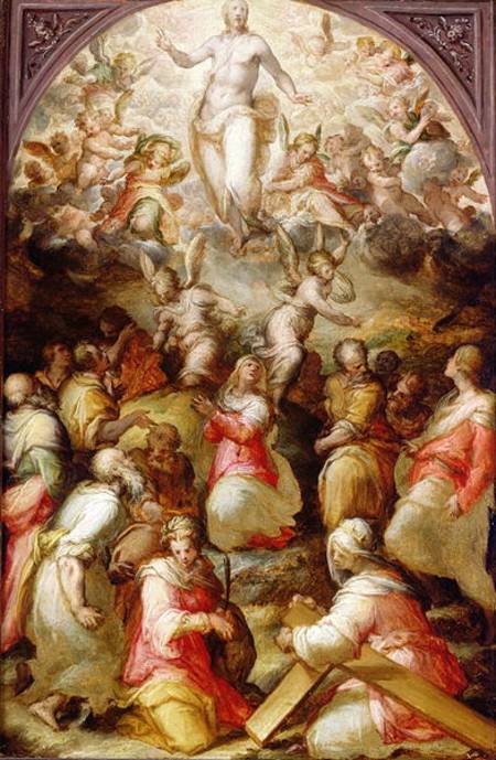 The Ascension of Christ with St. Agnes and St. Helen von Giovanni Battista Naldini