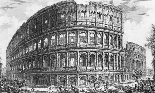 View of the Flavian Amphitheatre, known as the Colosseum from ''Vedute'', first published by  in 175 von Giovanni Battista Piranesi